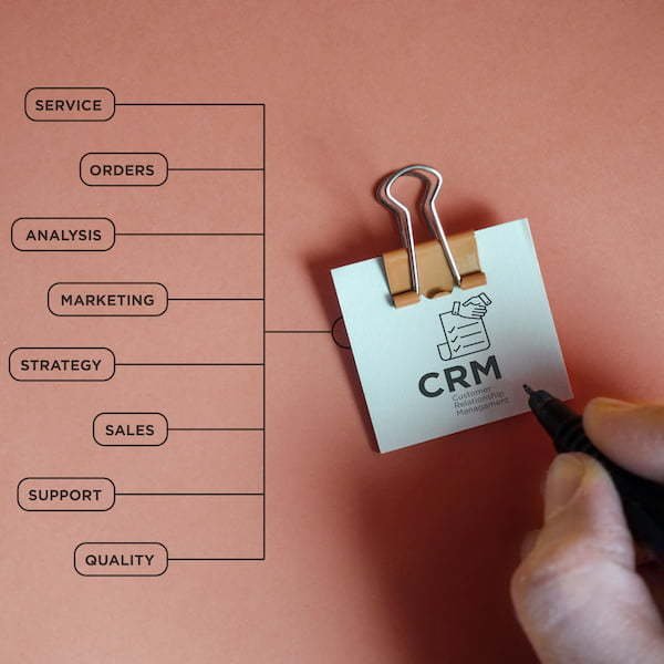 CRM – Customer Relationship Managament – icon with keywords